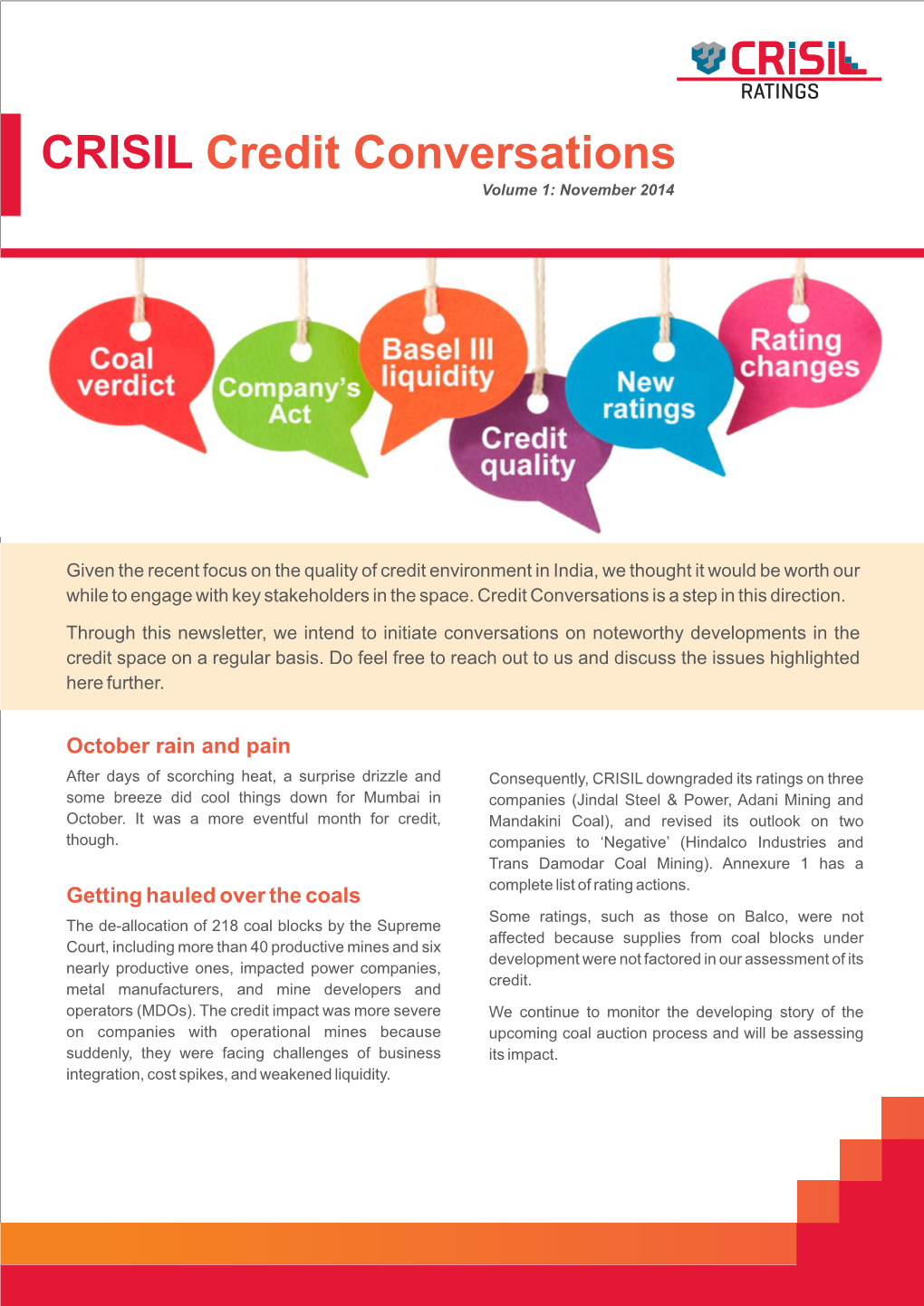 CRISIL Credit Conversations Volume 1: November 2014