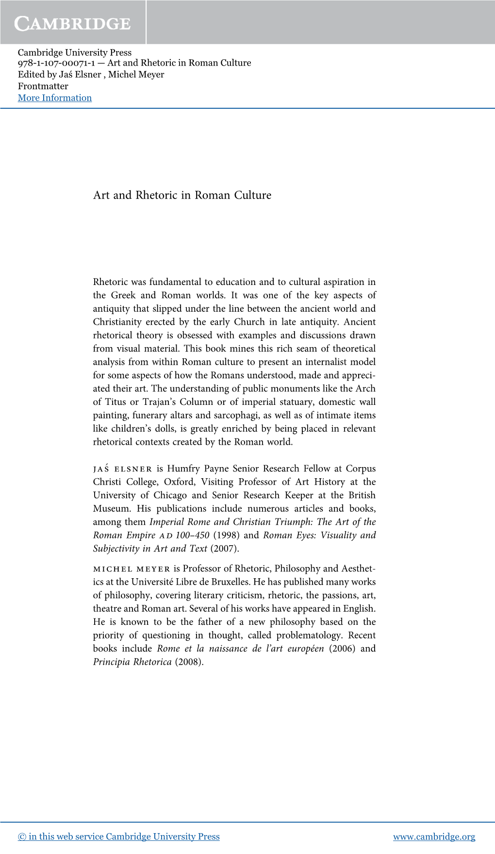 Art and Rhetoric in Roman Culture Edited by Jaś Elsner , Michel Meyer Frontmatter More Information