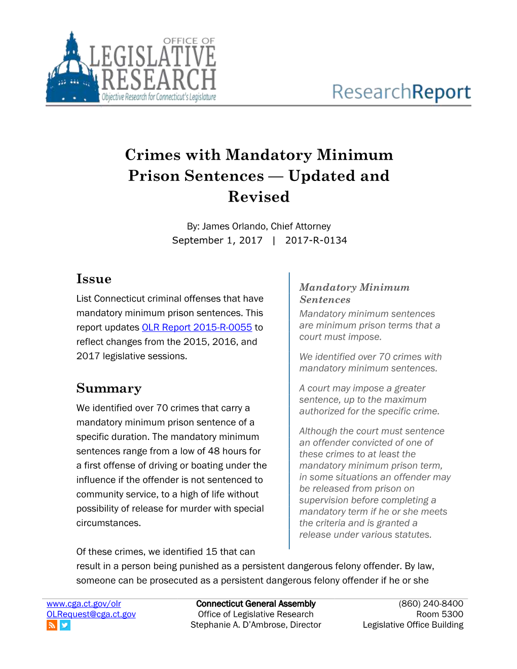 Crimes with Mandatory Minimum Prison Sentences — Updated and Revised