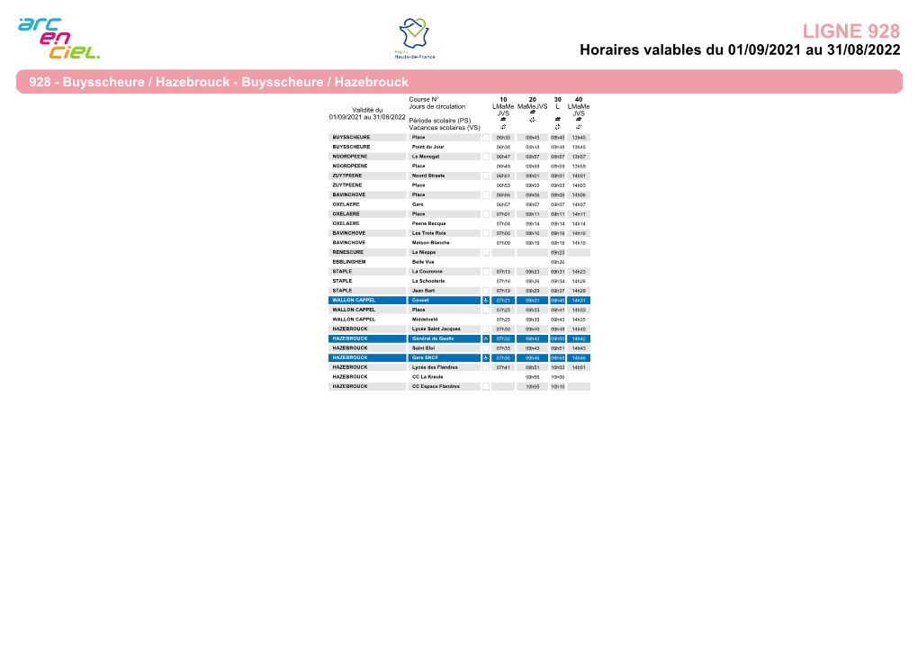 Horaires De La Ligne 928S