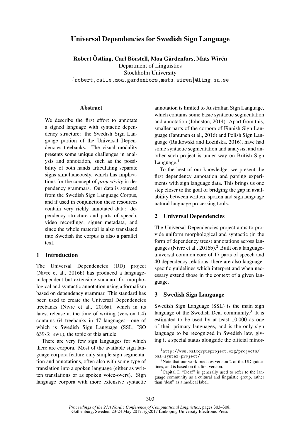 Universal Dependencies for Swedish Sign Language