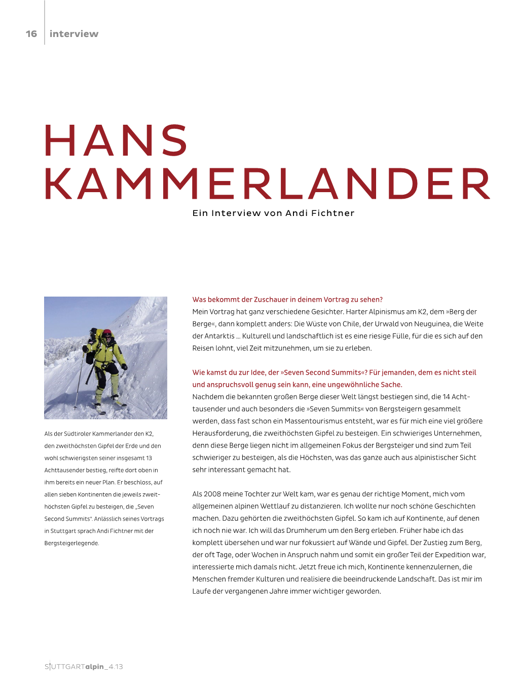 HANS KAMMERLANDER Ein Interview Von Andi Fichtner