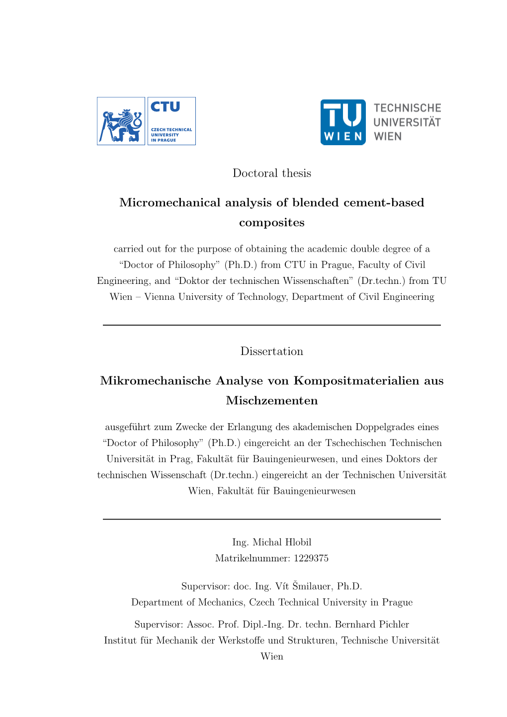 Micromechanical Analysis of Blended Cement-Based Composites