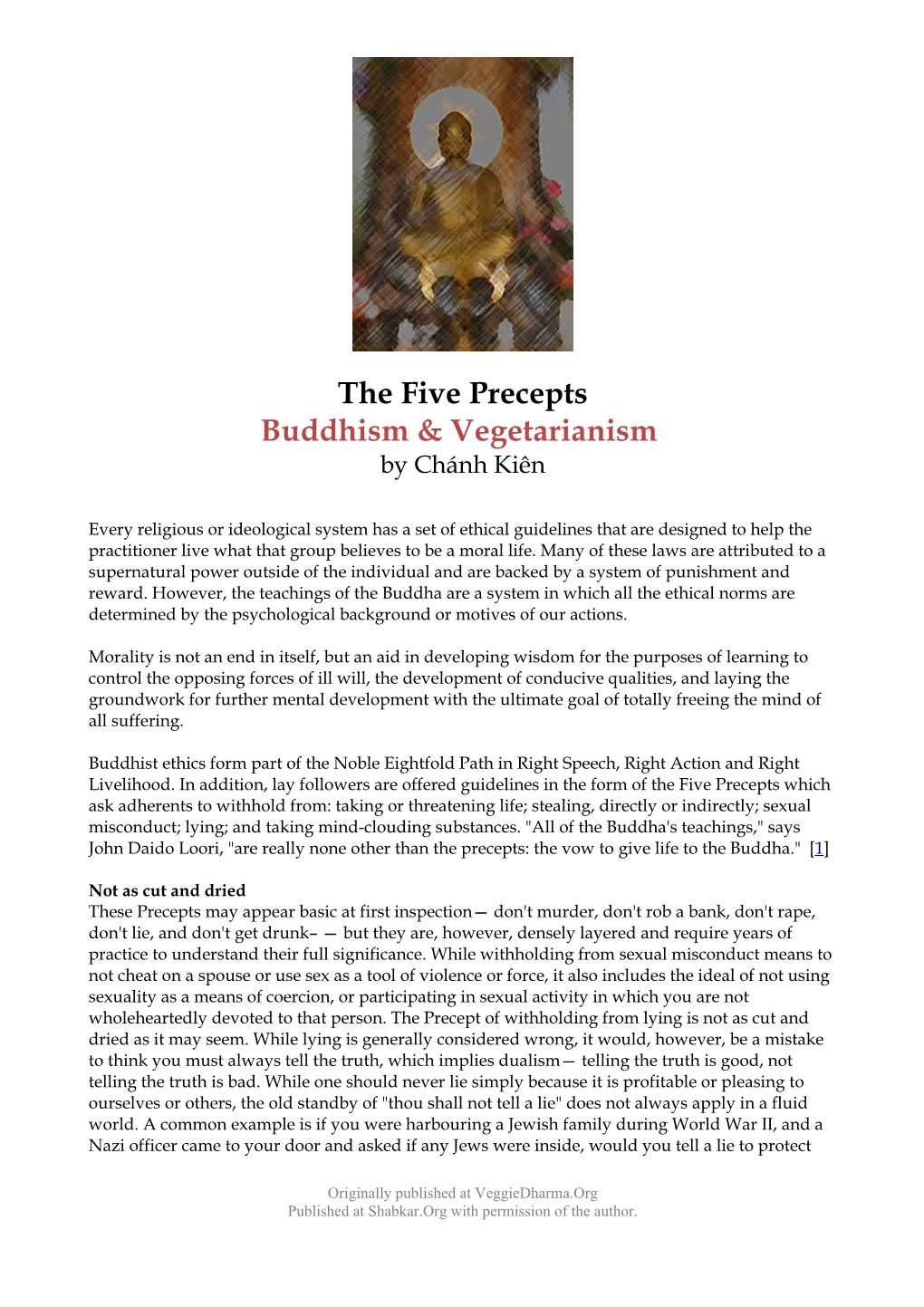 The Five Precepts Buddhism & Vegetarianism