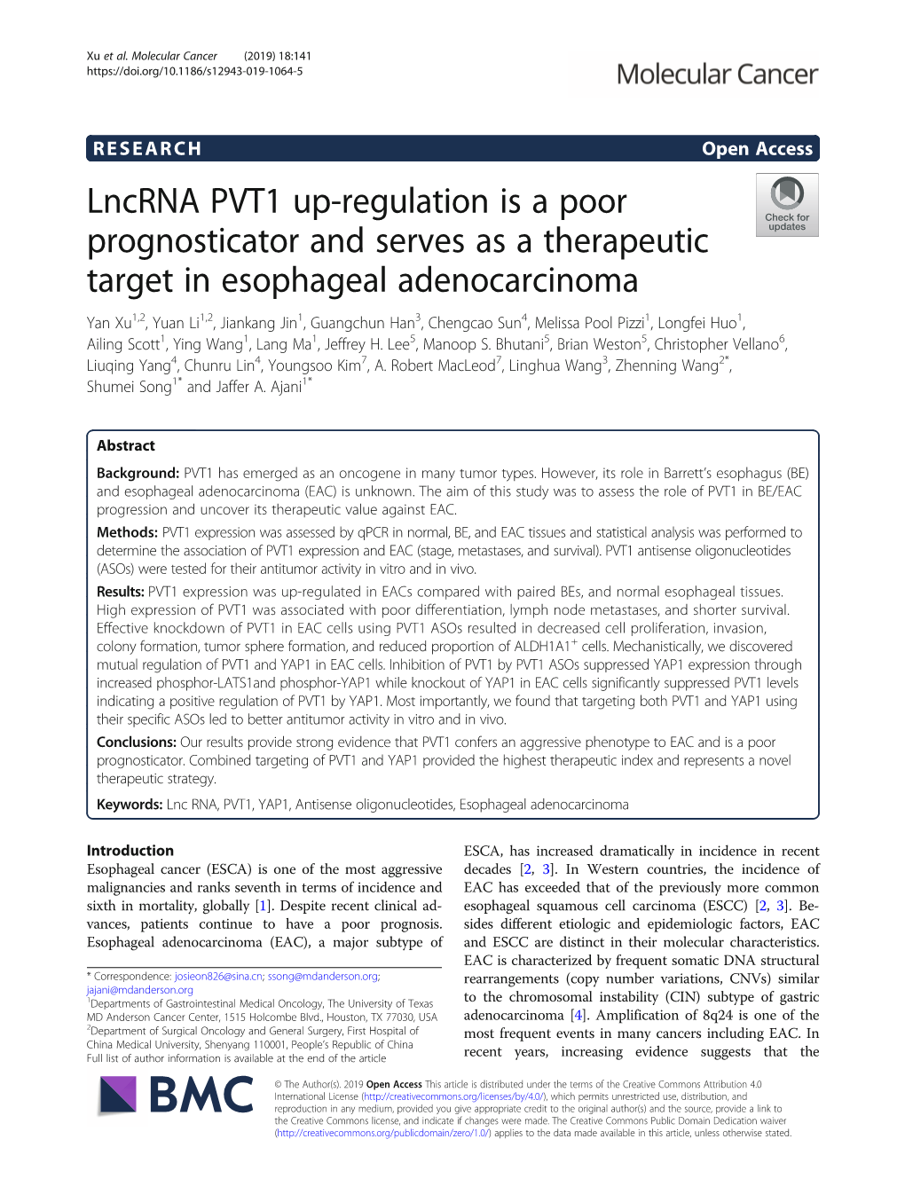 Lncrna PVT1 Up-Regulation Is a Poor Prognosticator and Serves As A