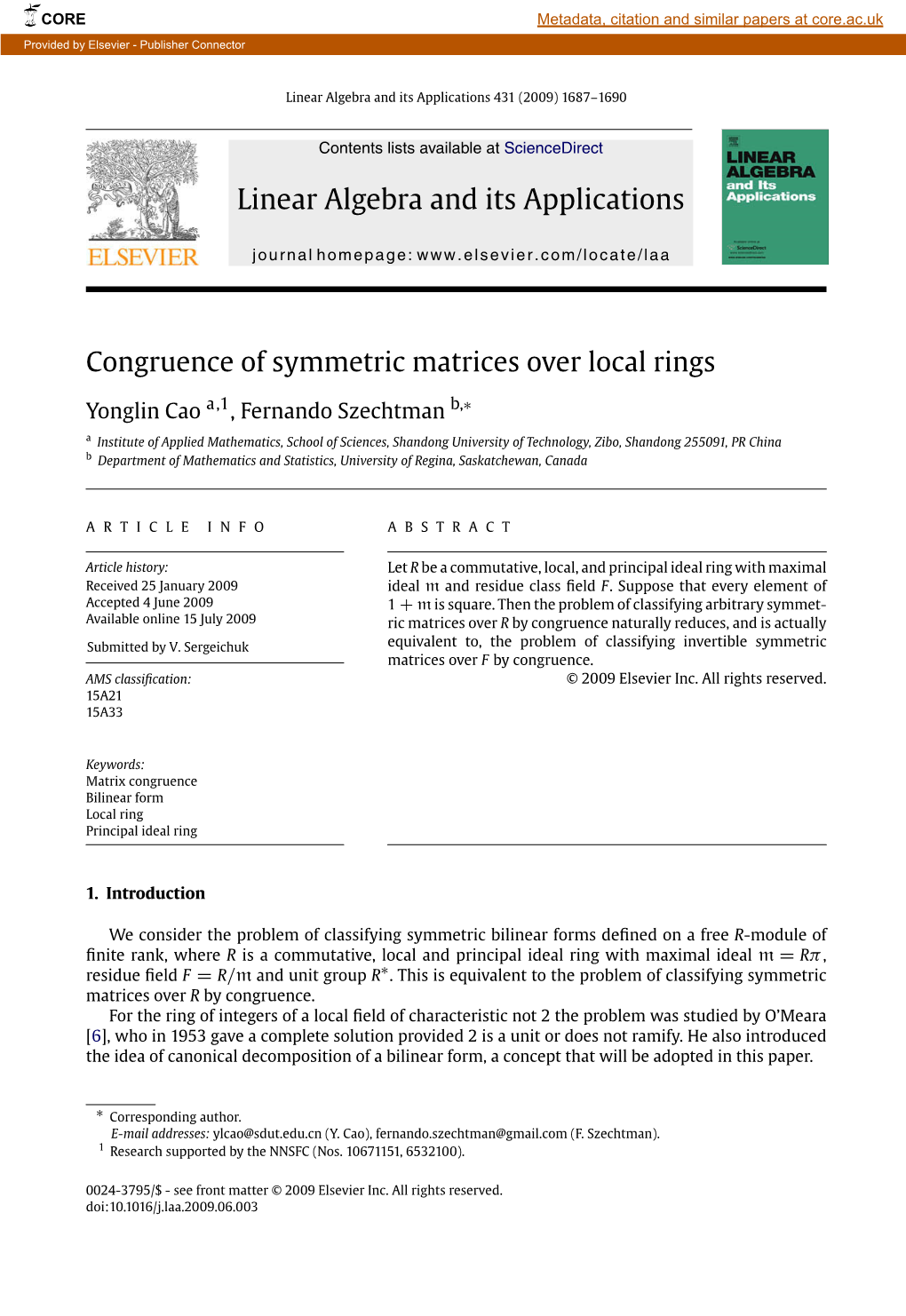 Congruence of Symmetric Matrices Over Local Rings