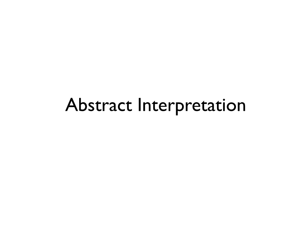 Abstract Interpretation Static Program Analysisstatic Analysis