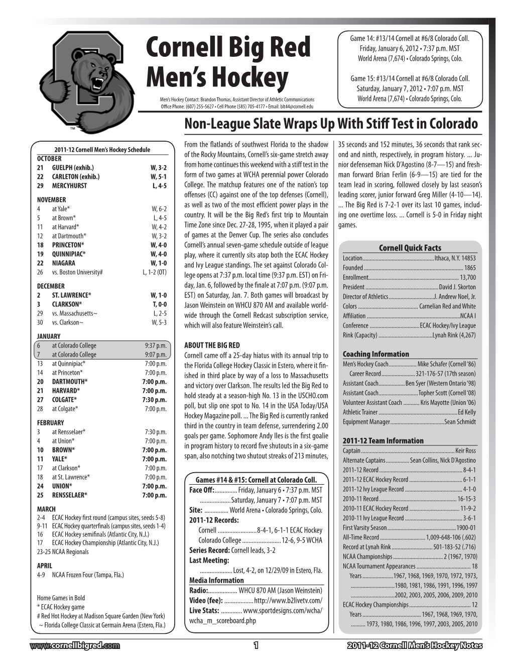 Cornell Big Red Men's Hockey