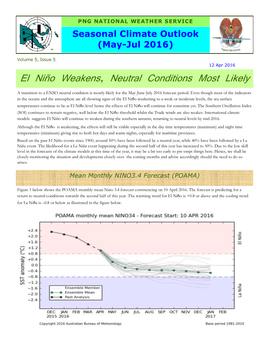 El Niño Weakens, Neutral Conditions Most Likely