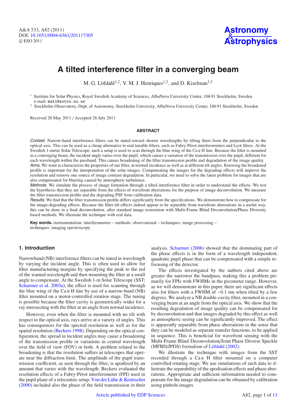 A Tilted Interference Filter in a Converging Beam