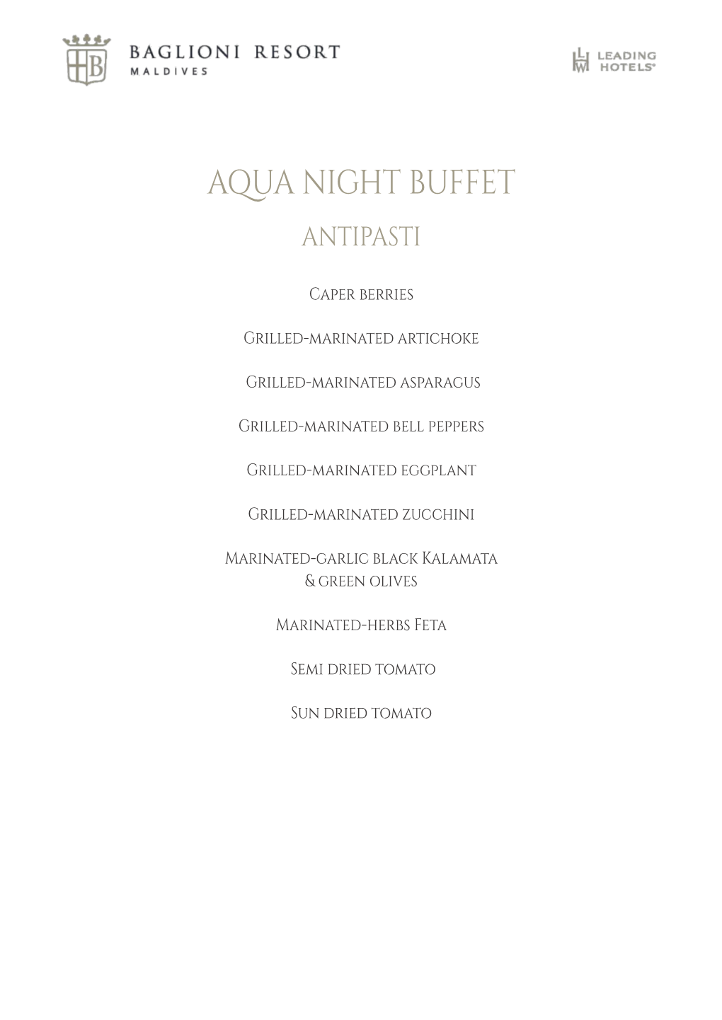 Aqua Night Buffet Antipasti