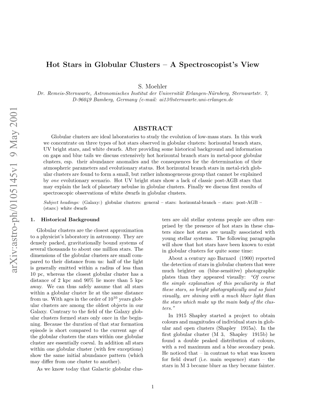 Arxiv:Astro-Ph/0105145V1 9 May 2001 Rmu.Wt Gsi H Re F10 of Distance Order the Same Stars in Kpc the Ages All with at 5 That Lie Us