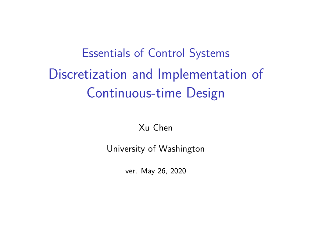 Discretization and Digital Control