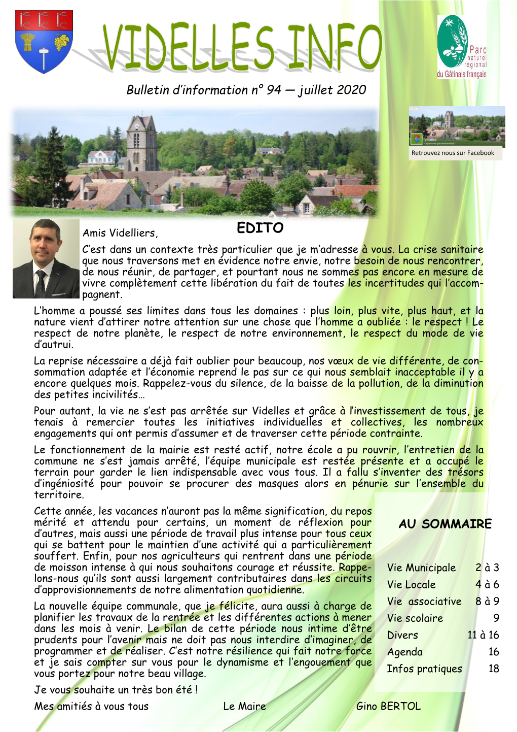 AU SOMMAIRE Bulletin D'information N° 94 — Juillet 2020