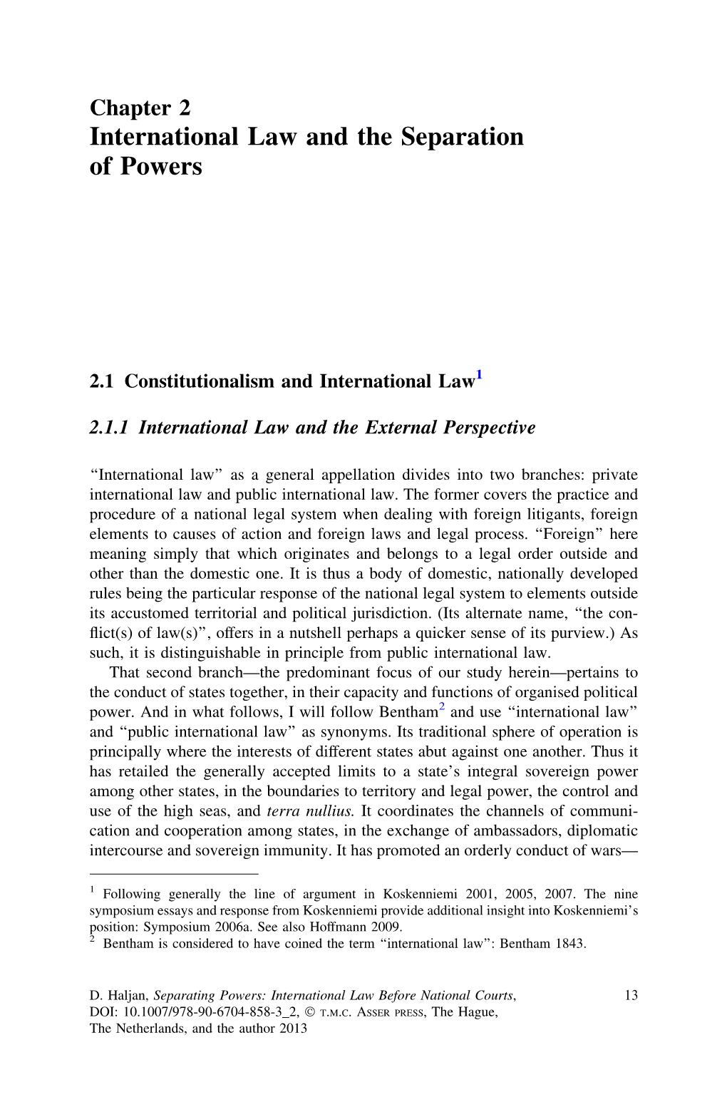 International Law and the Separation of Powers