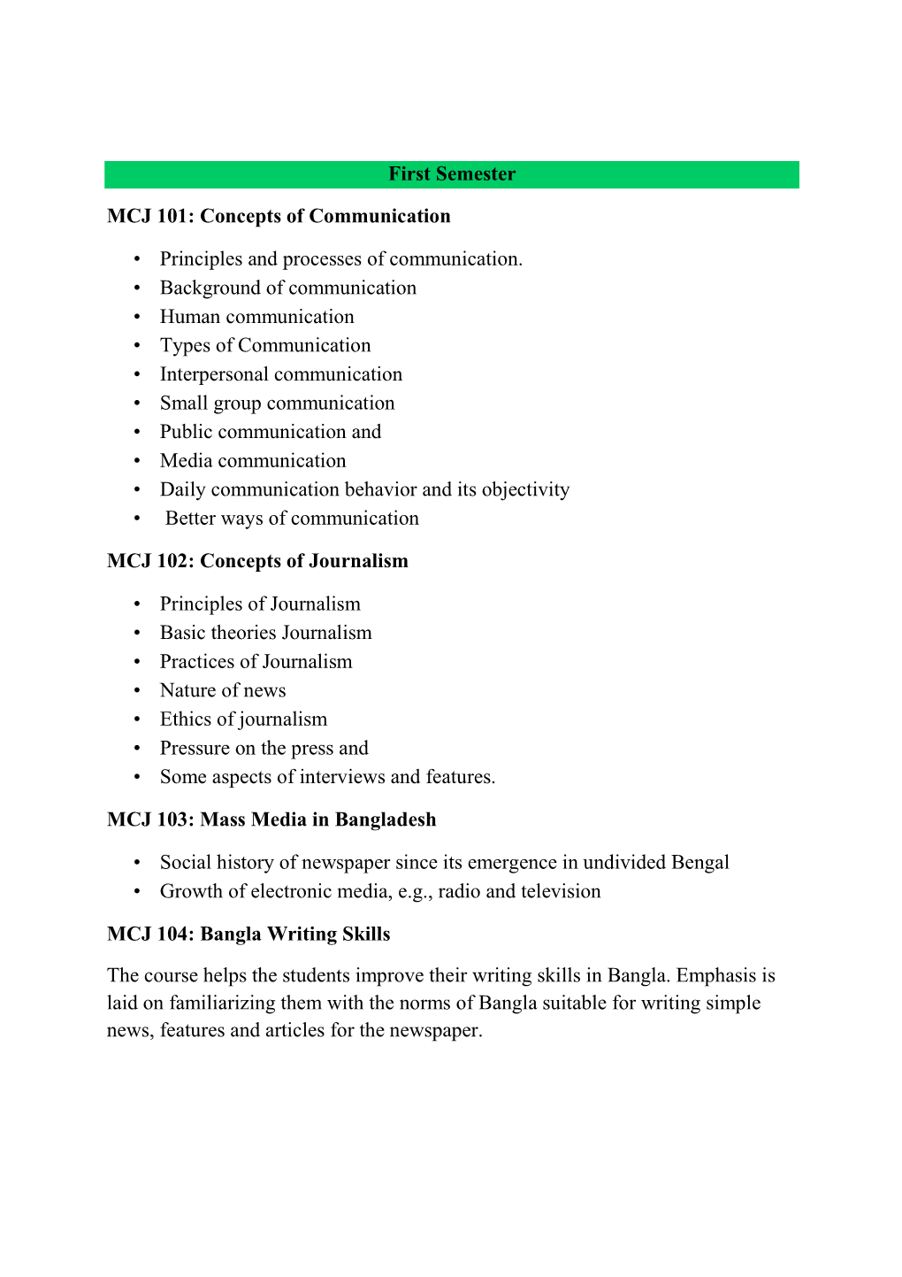 BSS MCJ Syllabus