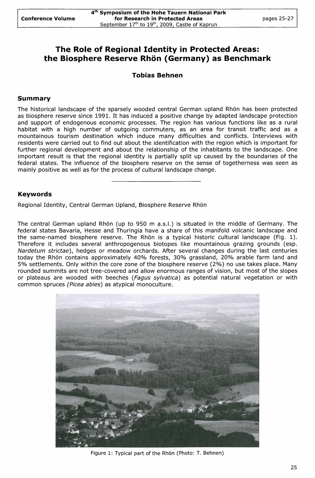 The Biosphere Reserve Rhön (Germany) As Benchmark