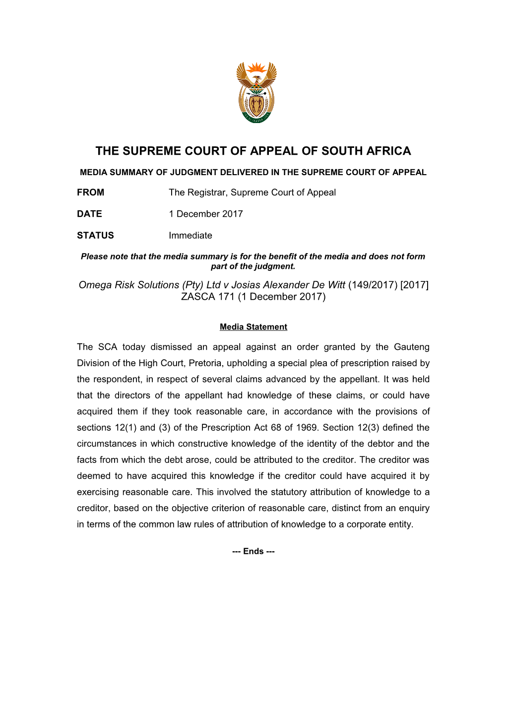 Supreme Court of Appeal of South Africa s1