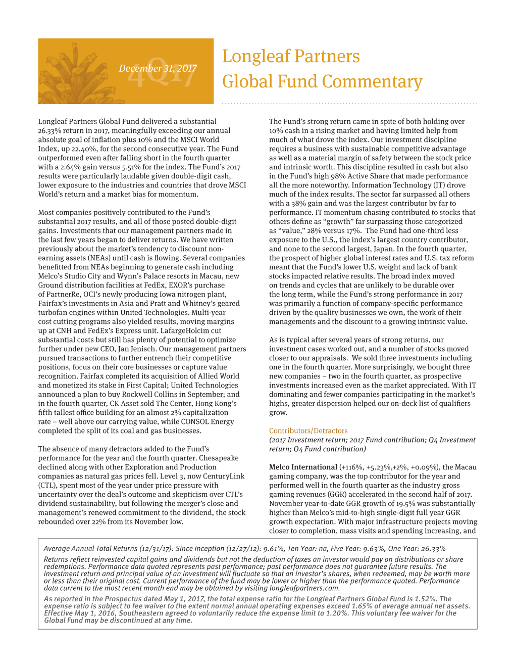 Longleaf Partners Global Fund Commentary