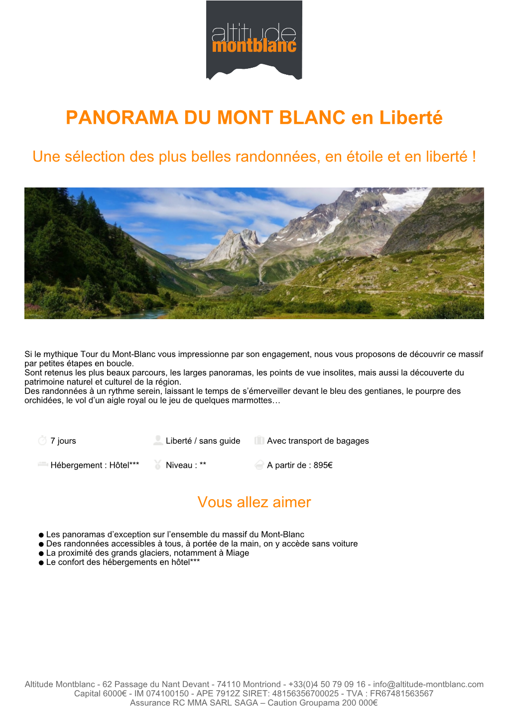 PANORAMA DU MONT BLANC En Liberté