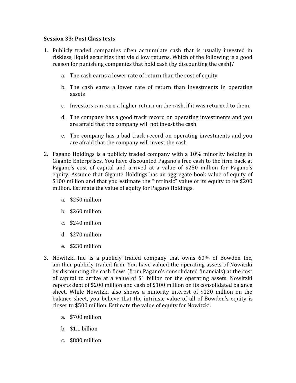 Session 33: Post Class Tests