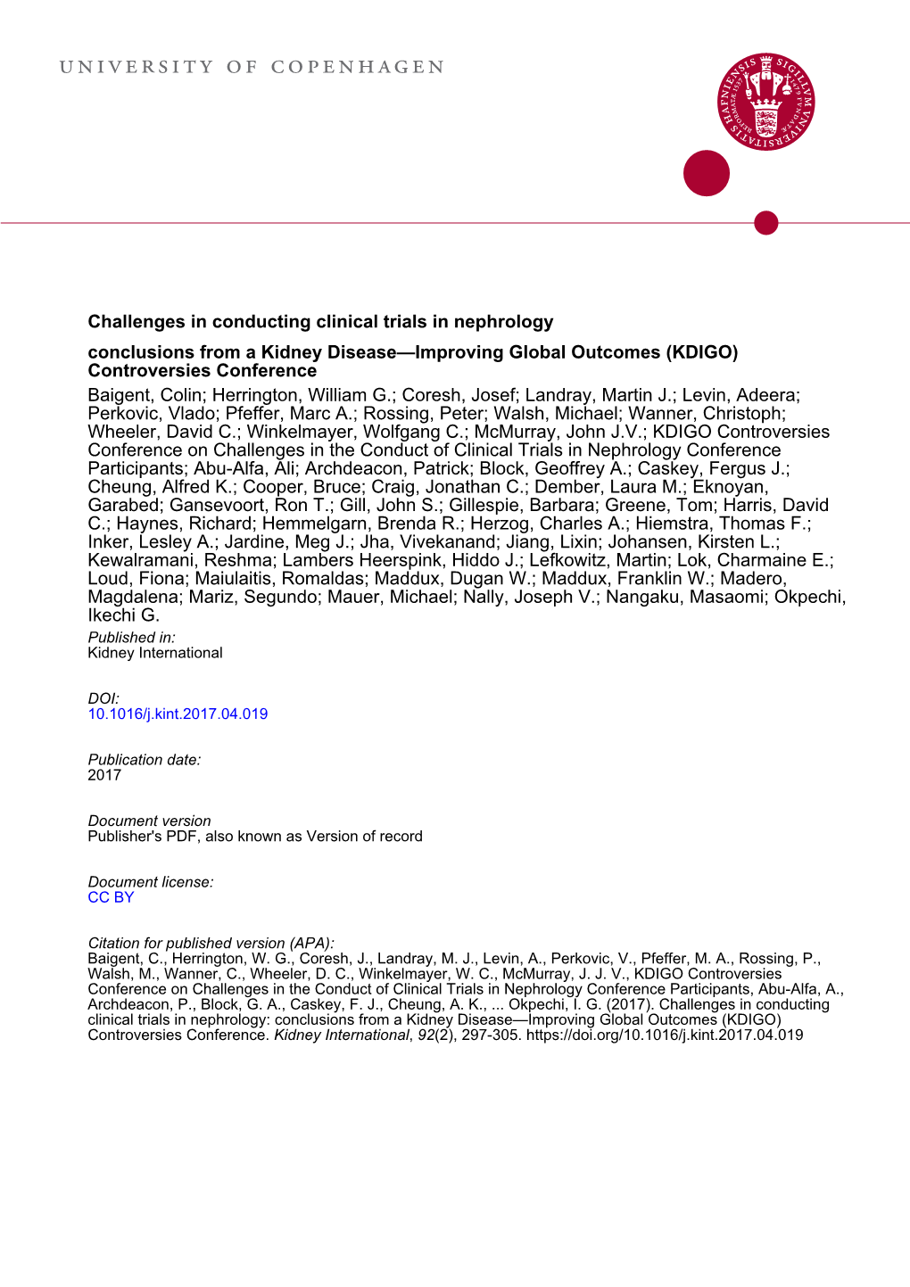 Conclusions from a Kidney Disease-Improving Global Outcomes