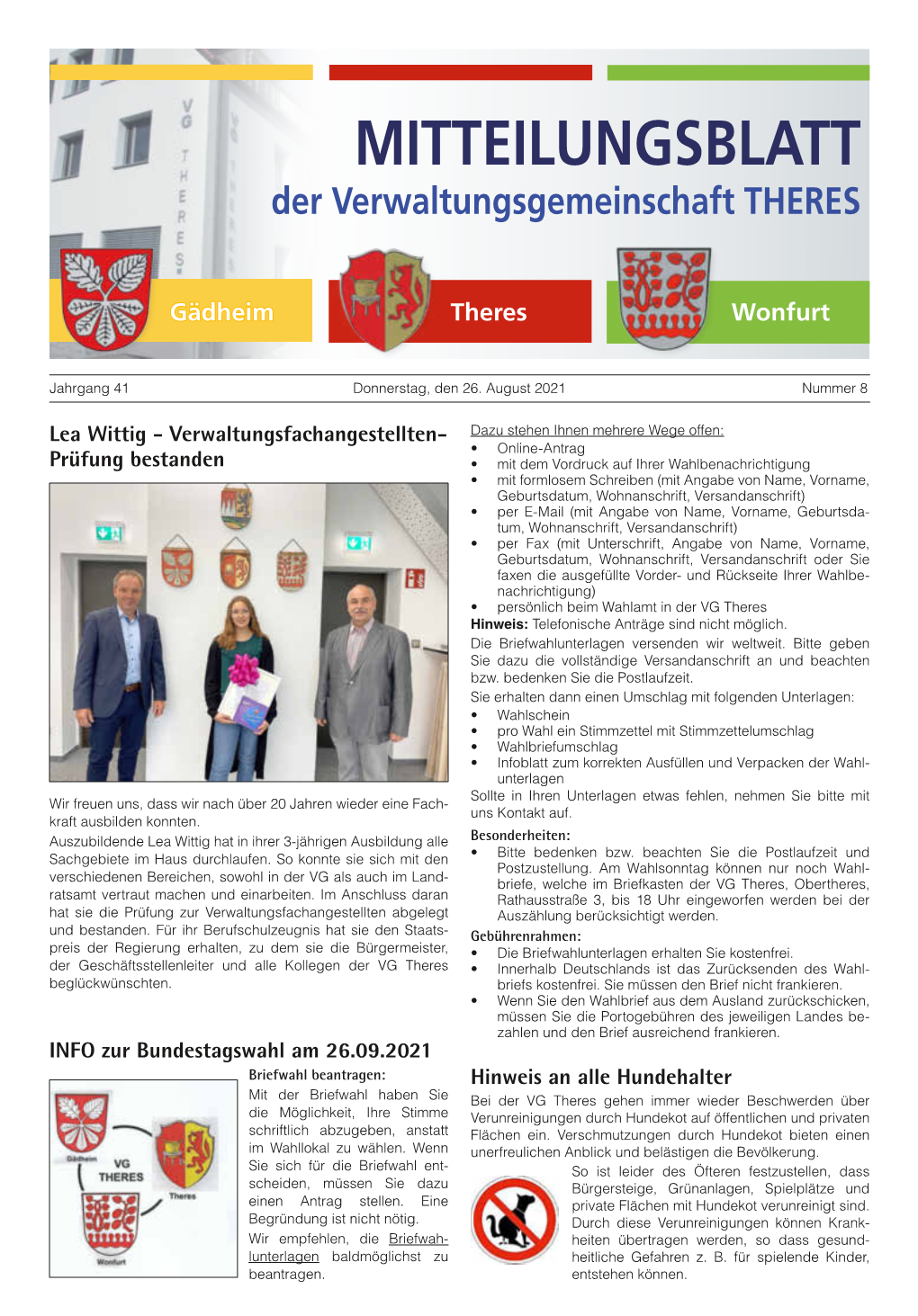 Mitteilungsblatt Der Verwaltungsgemeinschaft Theres
