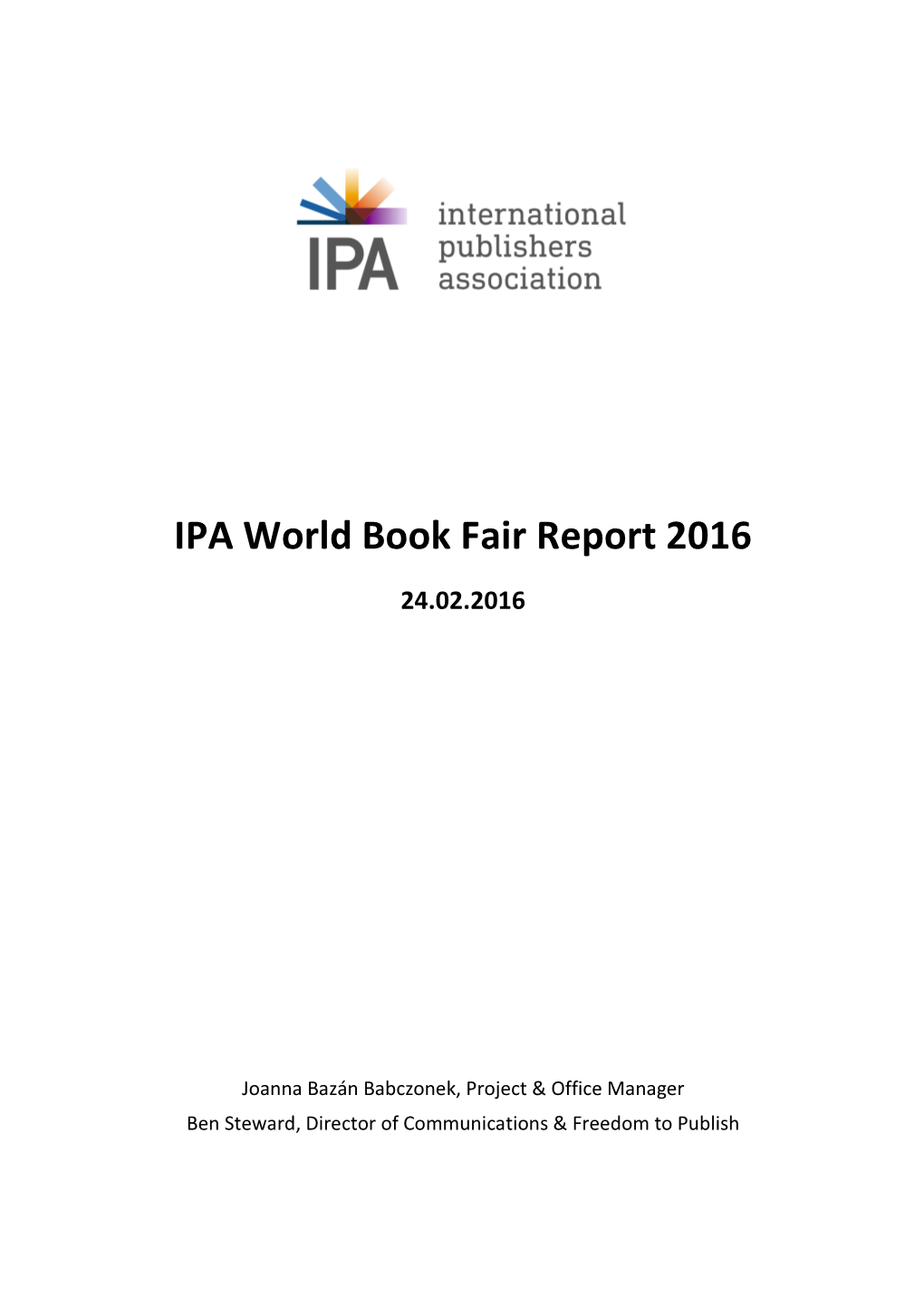 IPA World Book Fair Report 2016