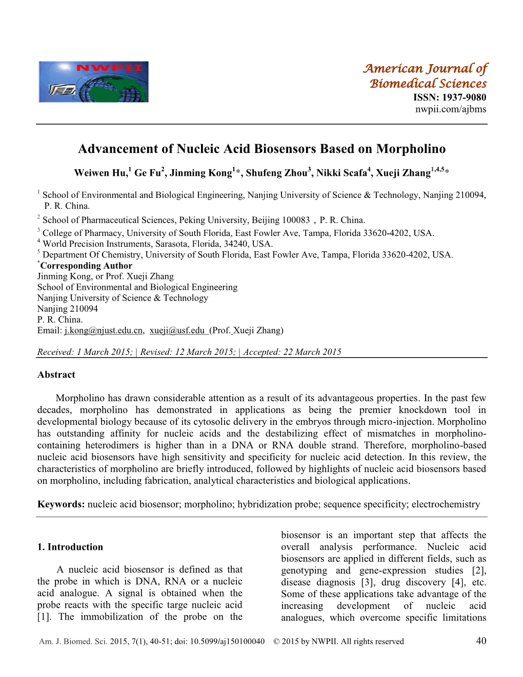 Advancement of Nucleic Acid Biosensors Based on Morpholino