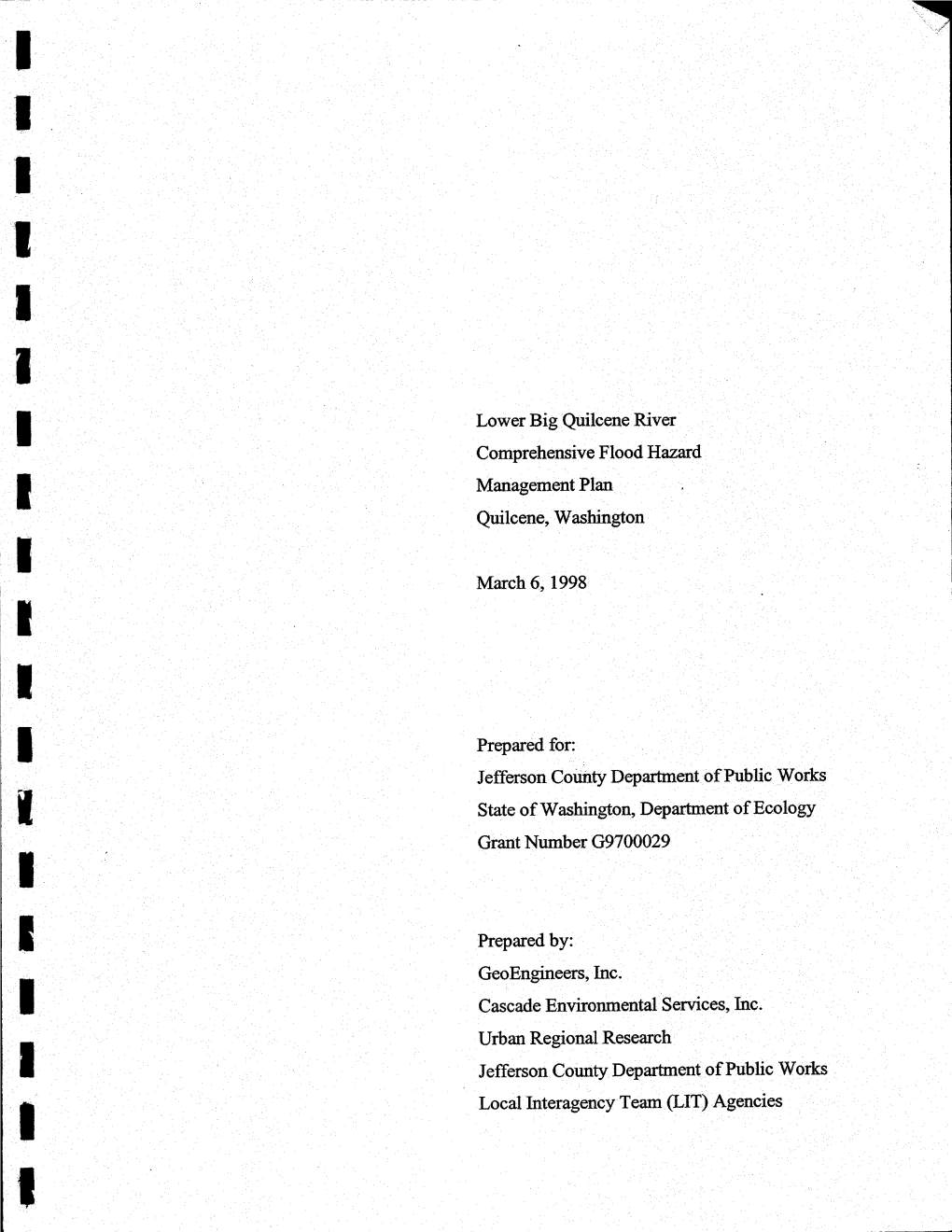 1998 Lower Big Quilcene River Comp. Flood Hazard Mngt Plan