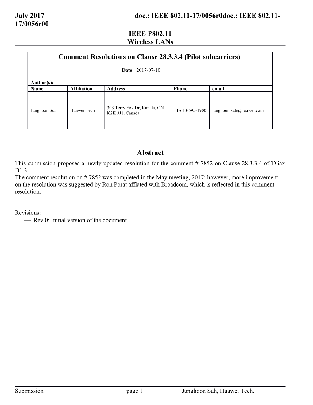 This Submission Proposesa Newly Updated Resolution for the Comment # 7852 on Clause