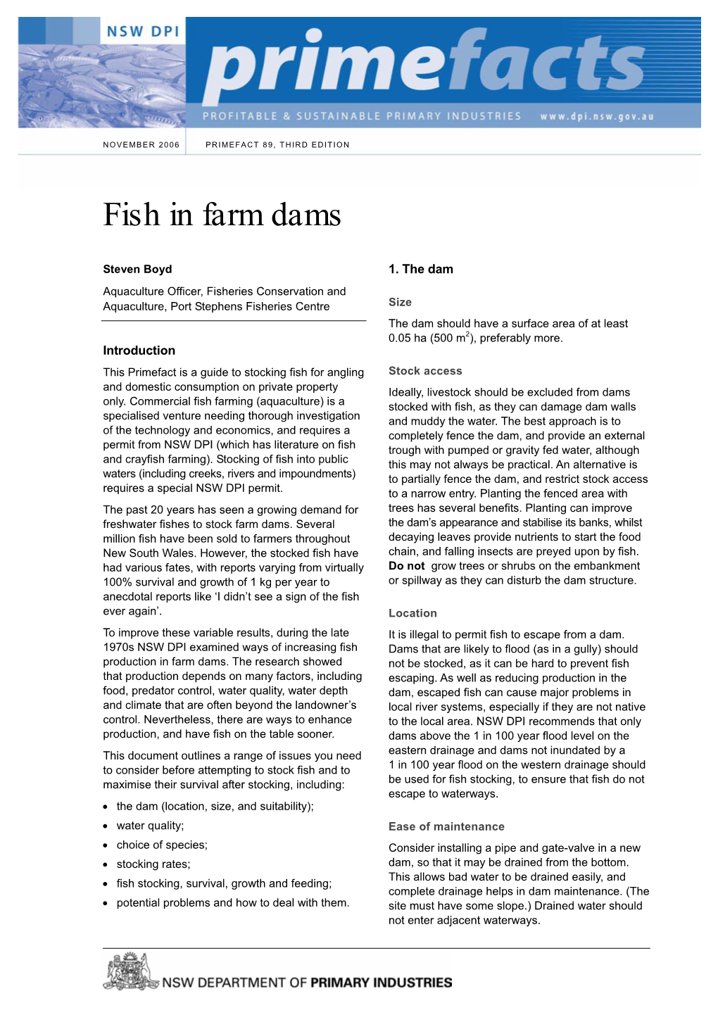 Fish in Farm Dams