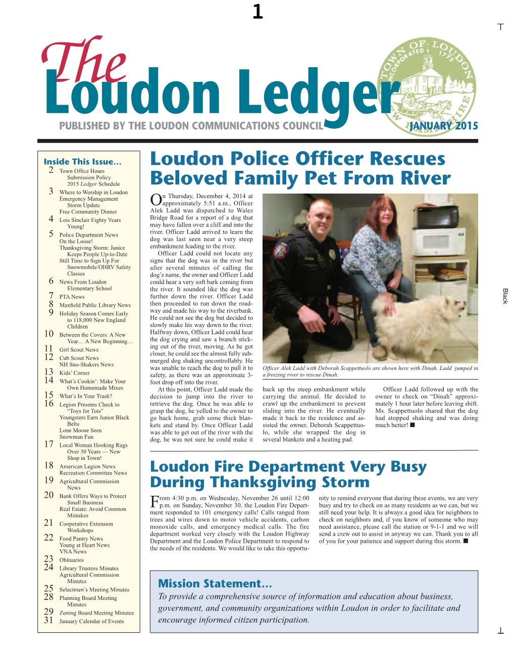 The Loudon Ledger” 2015 Schedule “The Loudon Ledger” Tues