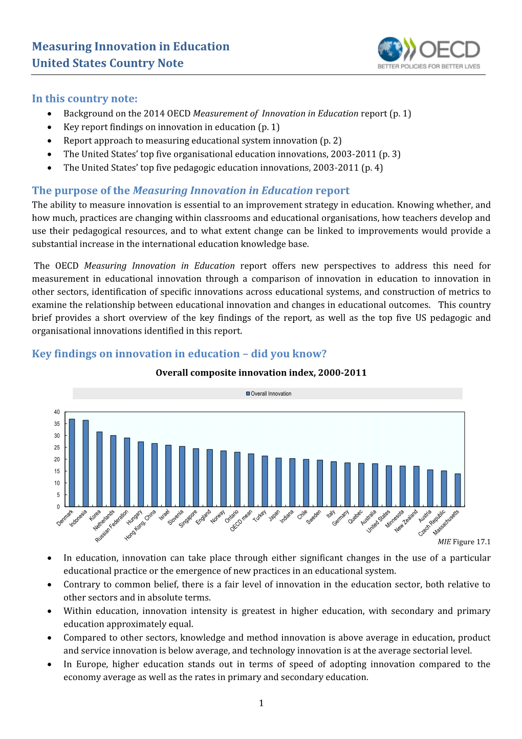Measuring Innovation in Education United States Country Note
