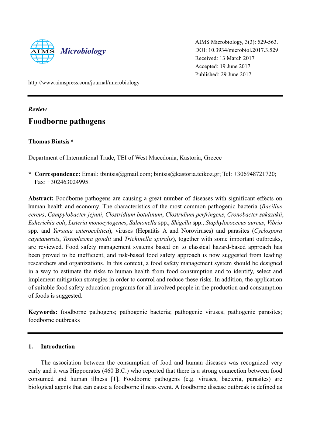 Foodborne Pathogens