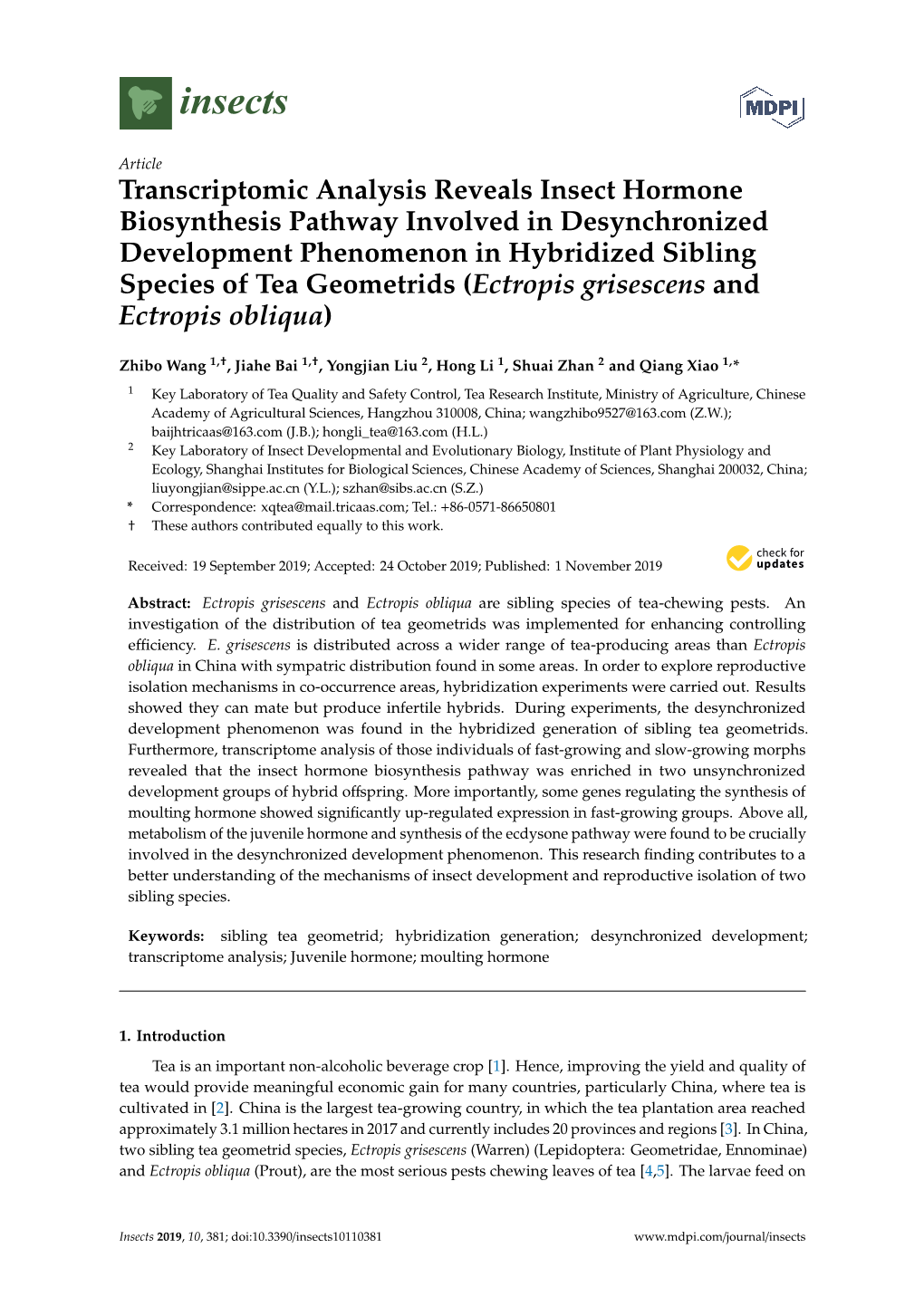 Transcriptomic Analysis Reveals Insect Hormone Biosynthesis Pathway Involved in Desynchronized Development Phenomenon in Hybridi