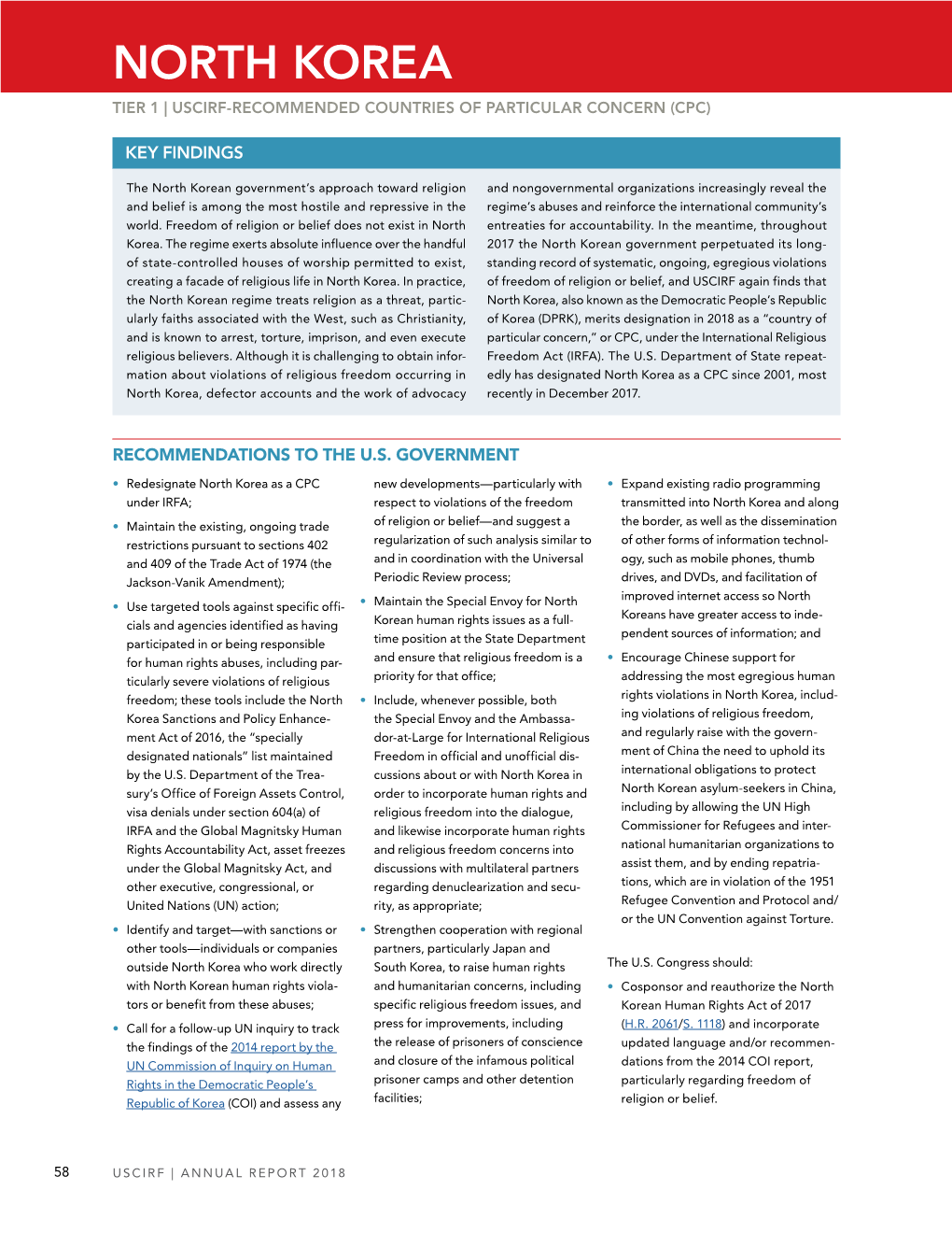 North Korea Tier 1 | Uscirf-Recommended Countries of Particular Concern (Cpc)