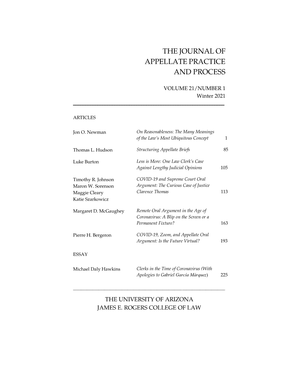 The Journal of Appellate Practice and Process