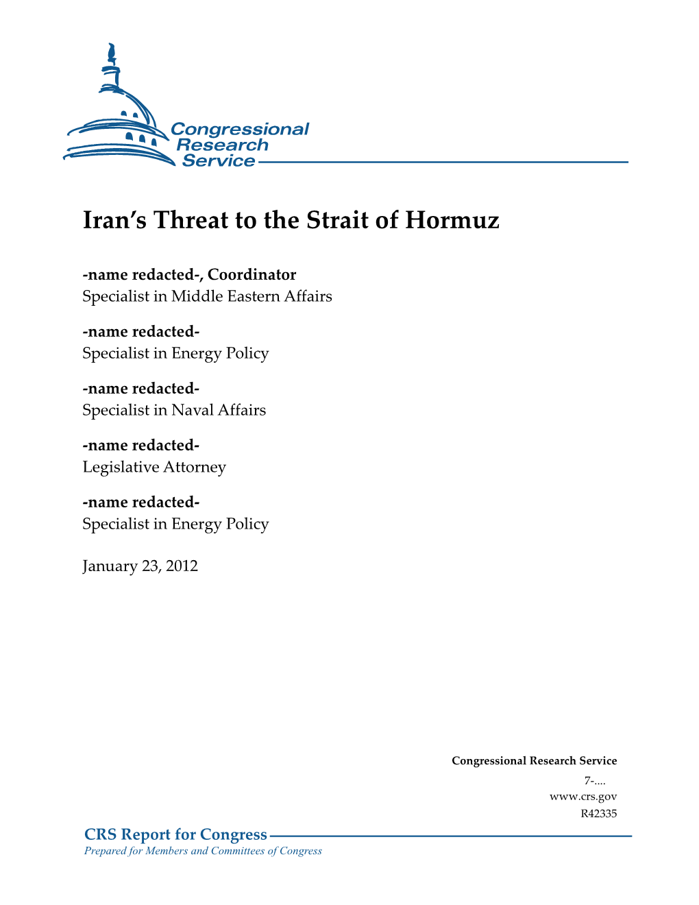 Iran's Threat to the Strait of Hormuz