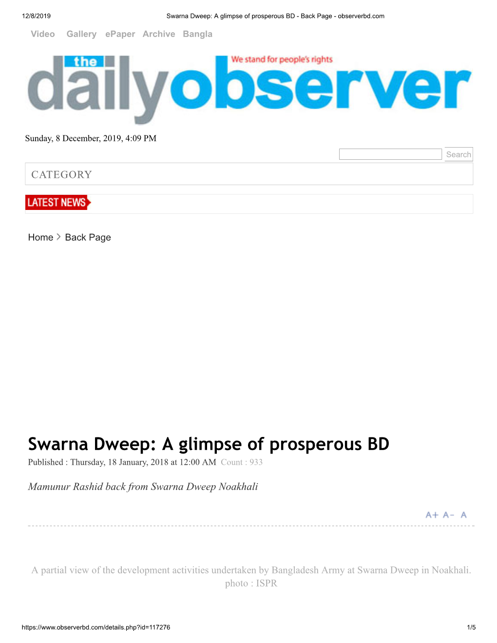 Swarna Dweep: a Glimpse of Prosperous BD - Back Page - Observerbd.Com