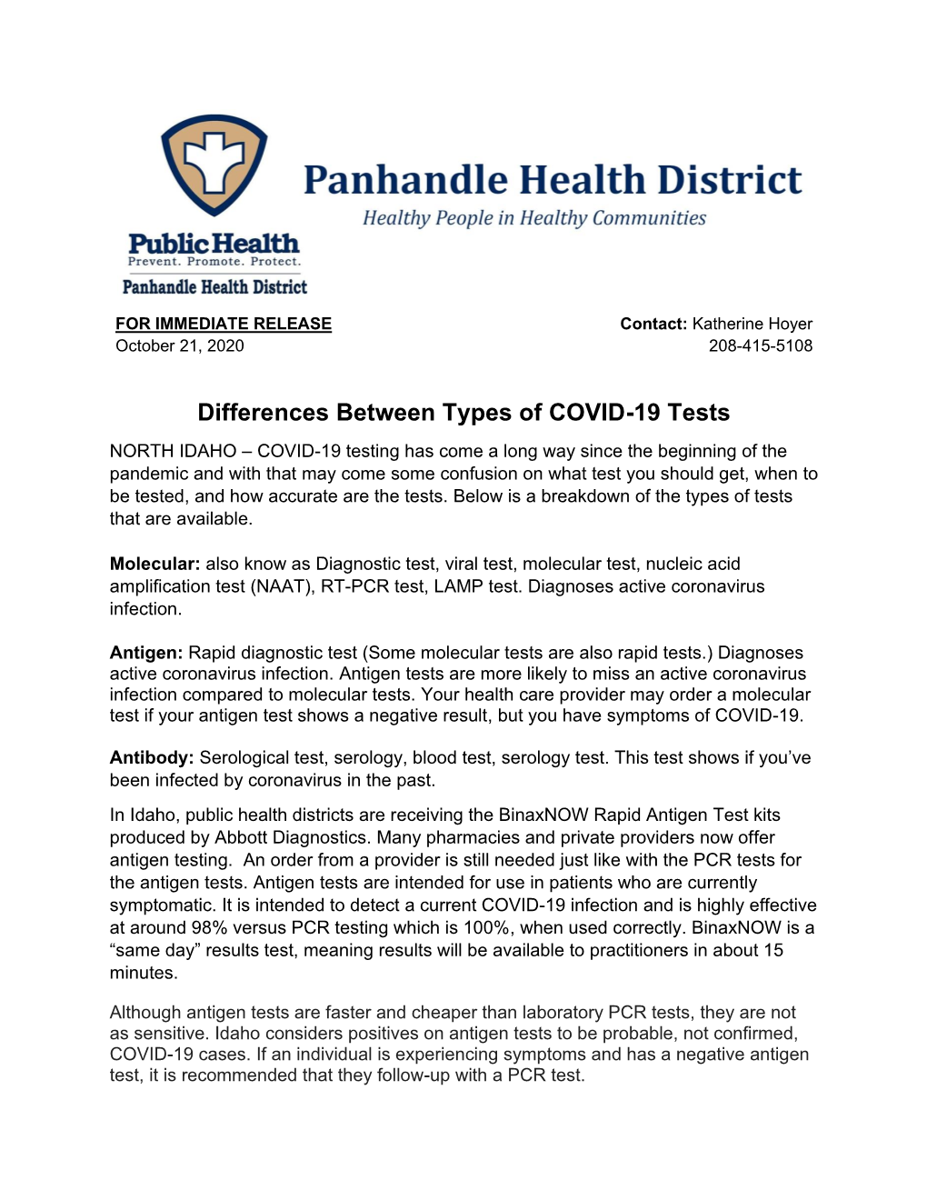 Differences Between Types of COVID-19 Tests