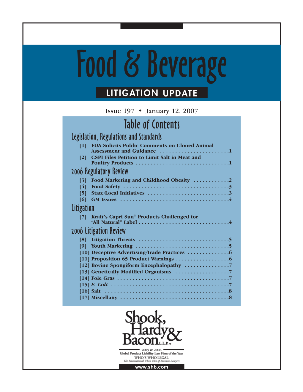 Food & Beverage Litigation Update