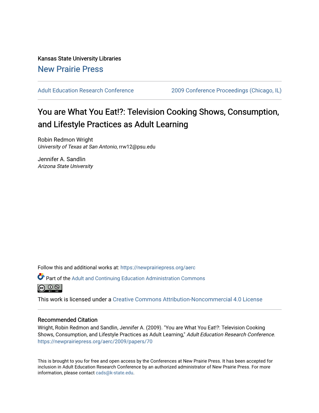 Television Cooking Shows, Consumption, and Lifestyle Practices As Adult Learning