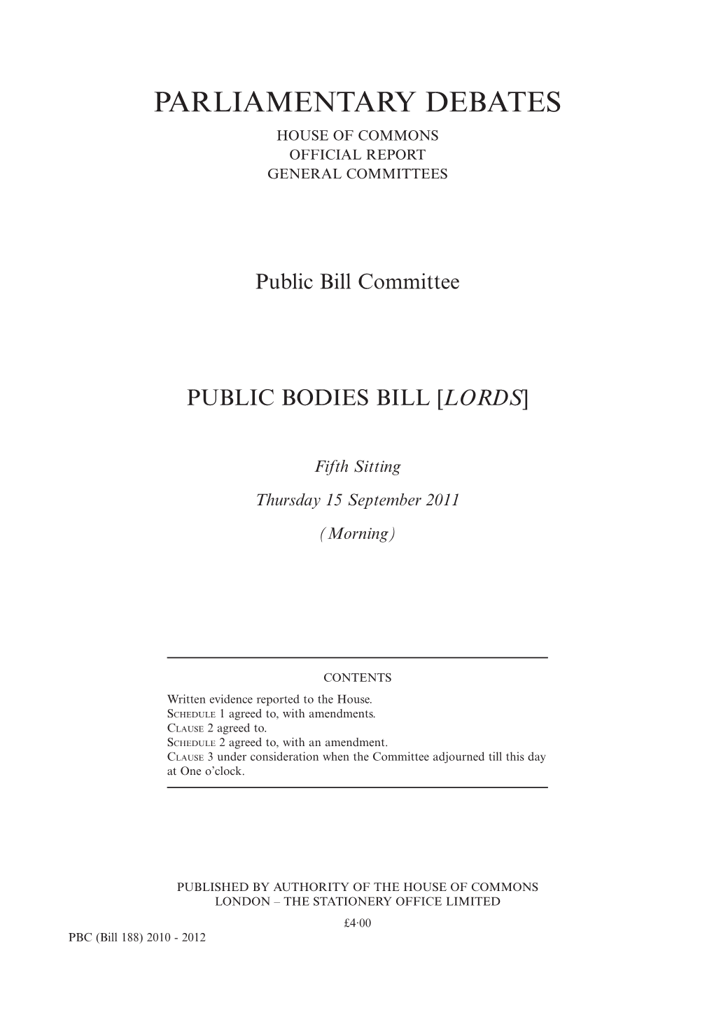 Parliamentary Debates House of Commons Official Report General Committees