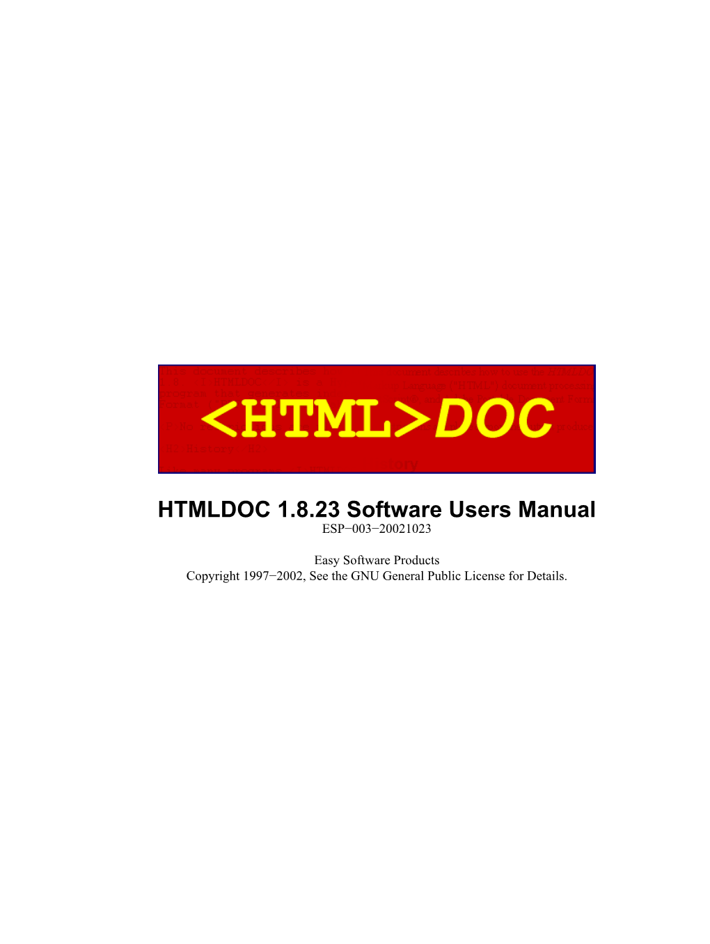 HTMLDOC 1.8.23 Software Users Manual ESP−003−20021023