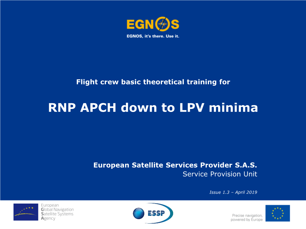 Flight Crew Basic Theoretical Training for RNP APCH Down to LPV Minima