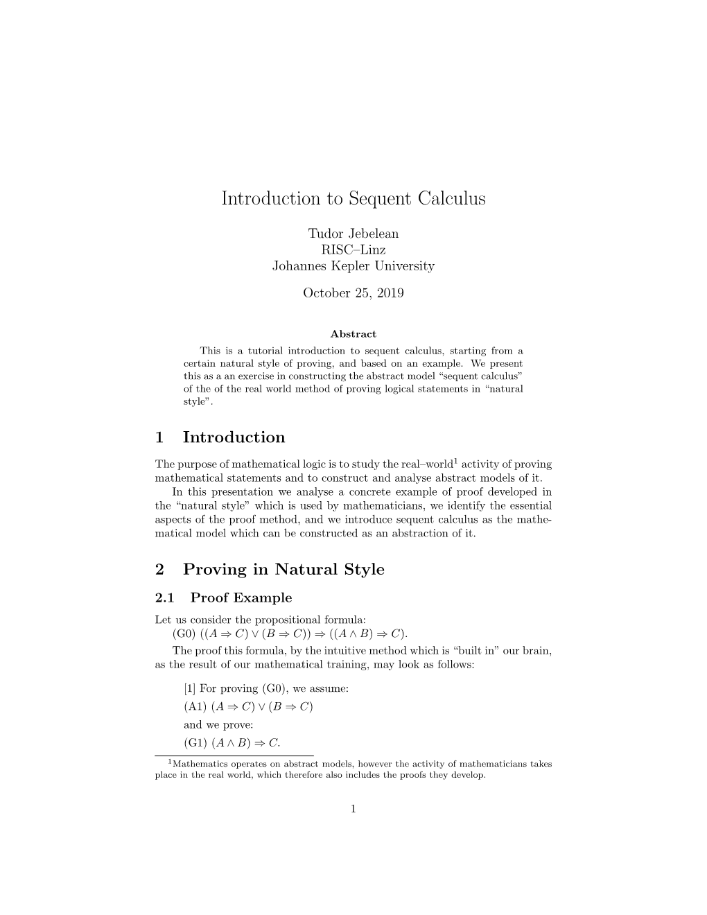 Introduction to Sequent Calculus