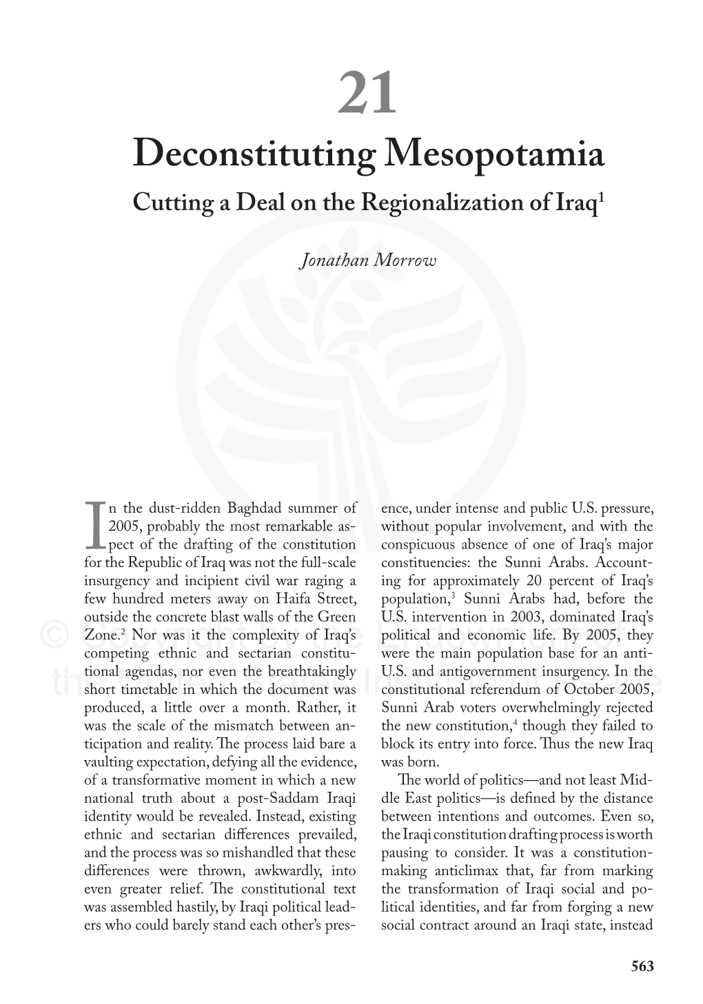 Deconstituting Mesopotamia © Copyright by the Endowment of the United States Institute of Peace