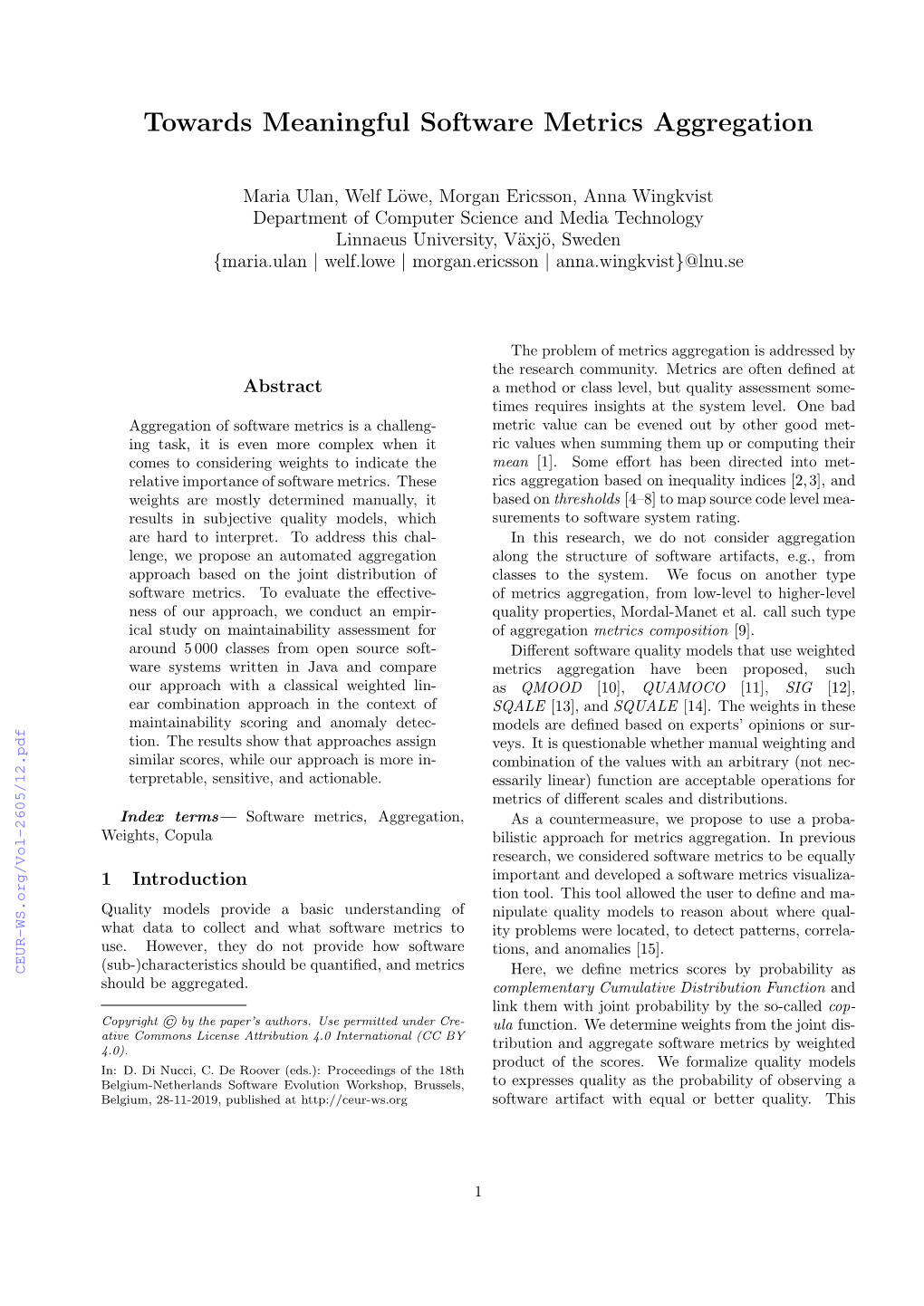 Towards Meaningful Software Metrics Aggregation