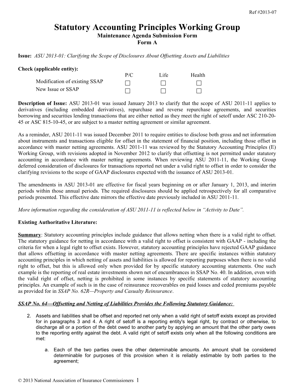 Statutory Accounting Principles Working Group s10